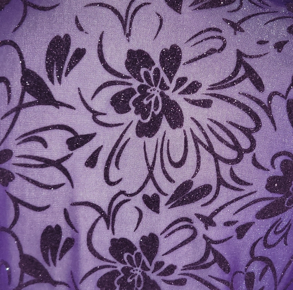 Goth Vintage 90s Sheer Purple Silver Metallic Floral Velvet Tie Front Cardigan L - Picture 11 of 11
